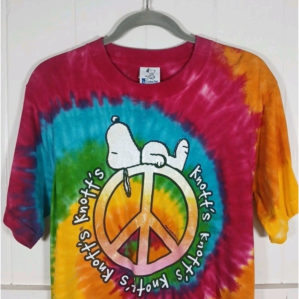 Vintage Peanuts Snoopy × Knotts Berry Farm Shirt Tie-Dye Graphic Men's Medium SS